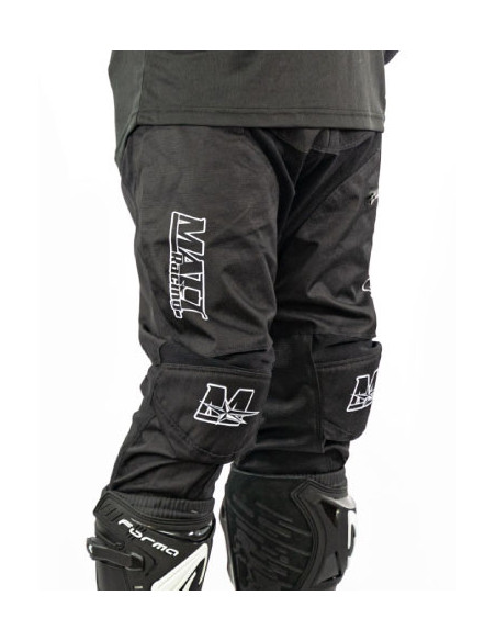 black moto-cross country, enduro, mountain bike and downhill gear. Jersey, pants, gloves. Simple but effective. low price.