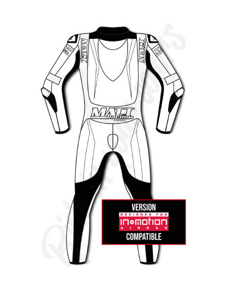 Motorcycle suit in cowhide or kangaroo leather, customizable, airbag and integrated airbag compatible. FFM FIM approved