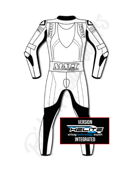 Motorcycle suit in cowhide or kangaroo leather, customizable, airbag and integrated airbag compatible. FFM FIM approved